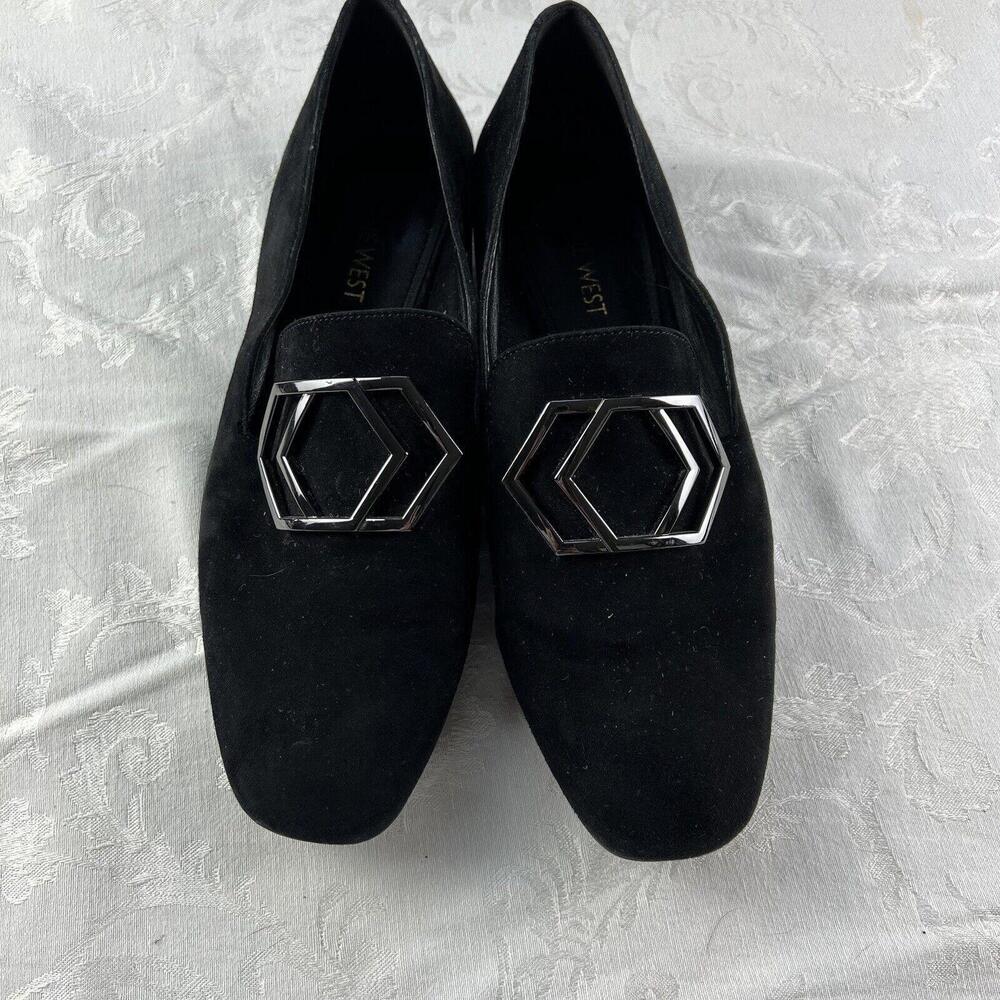 Nine West Shoes Womens Size 8 M Black Suede Pumps Career Loafer Flats